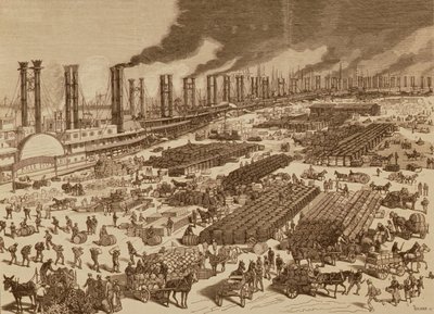 Commercial Activity and a View of the Quay at New Orleans in 1880 by Spanish School
